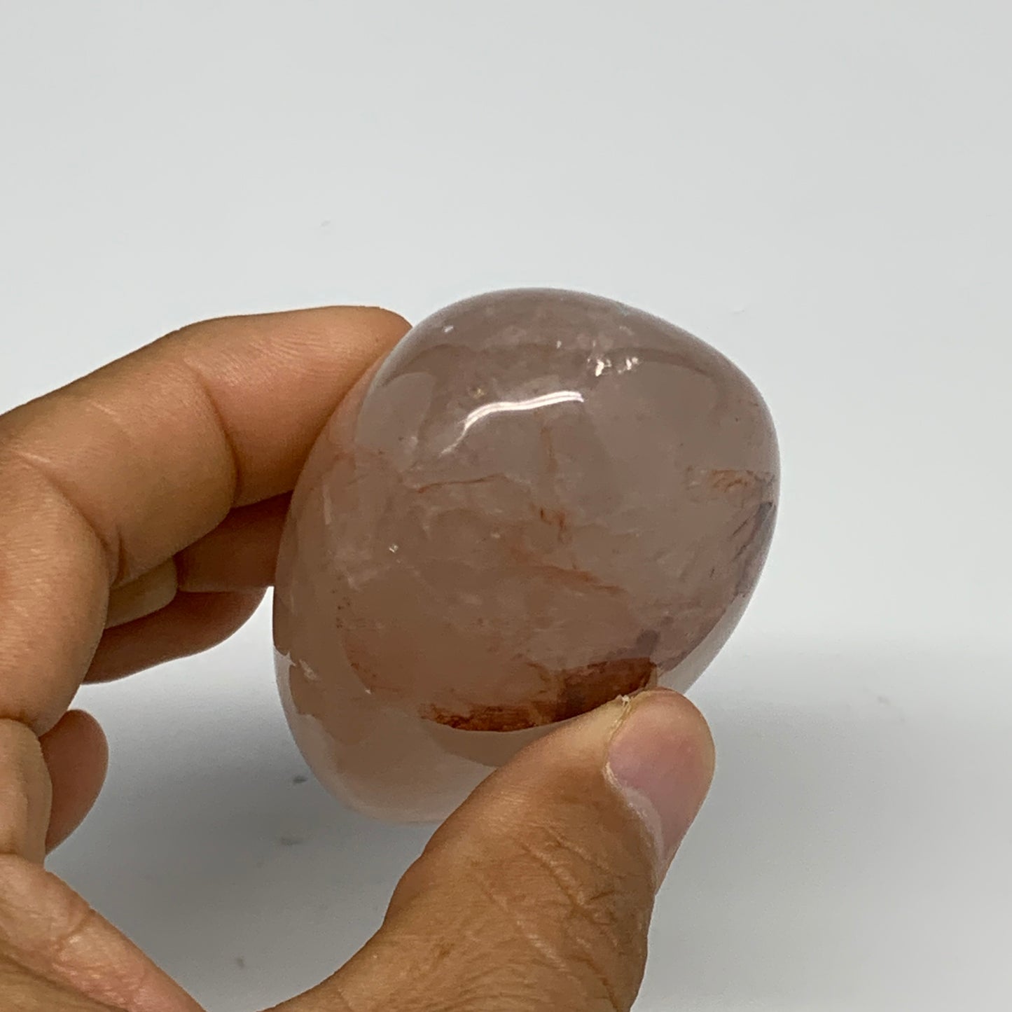 158.8g,2.5"x2"x1.4", Red Hematoid Fire Quartz Palm-Stone Crystal Polished, B3060