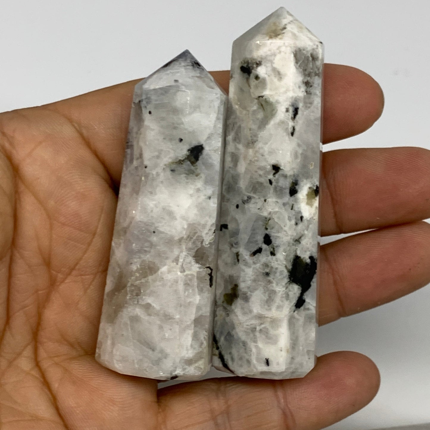 2.2 lbs, 2.3" - 3", 19pcs, Natural Rainbow Moonstone Towers, Obelisks, B29119