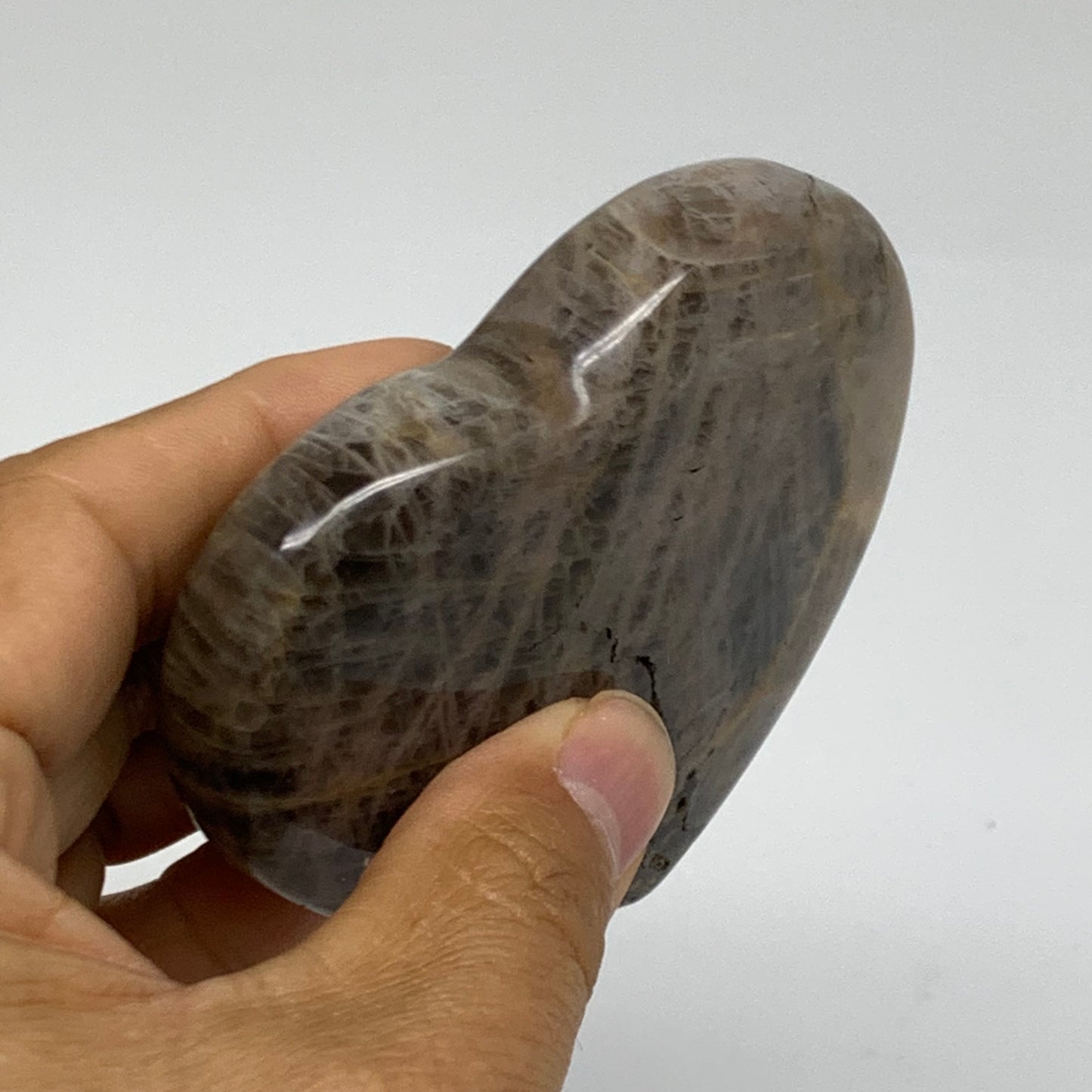 0.37 lbs, 2.9"x3.2"x0.8", Black Moonstone Heart Polished Crystal Home Decor, B37