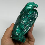 1.52 lbs., 4.7"x3"x1.7" Natural Solid Malachite Eagle/Falcon Figurine @Congo, B32758