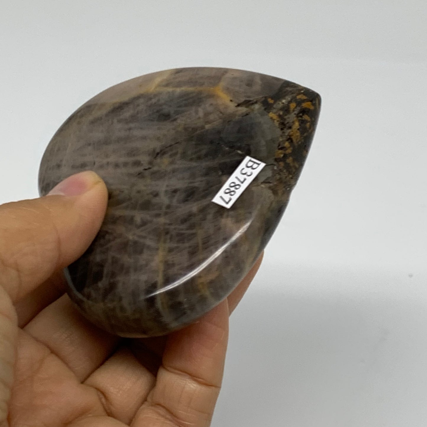 0.37 lbs, 2.9"x3.2"x0.8", Black Moonstone Heart Polished Crystal Home Decor, B37