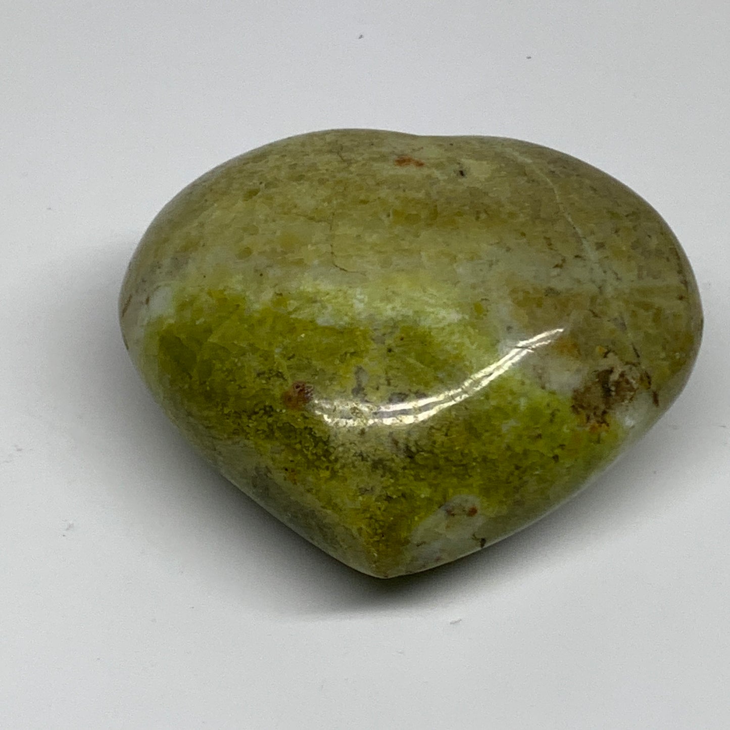 369.9g, 3.1"x3.6"x1.8", Green Opal Heart Polished Gemstone Crystal, B35580