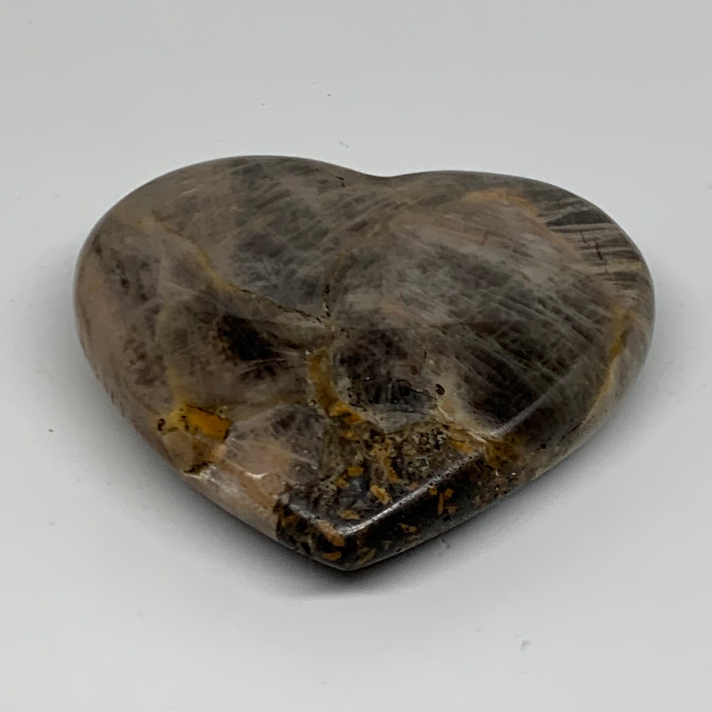 0.37 lbs, 2.9"x3.2"x0.8", Black Moonstone Heart Polished Crystal Home Decor, B37