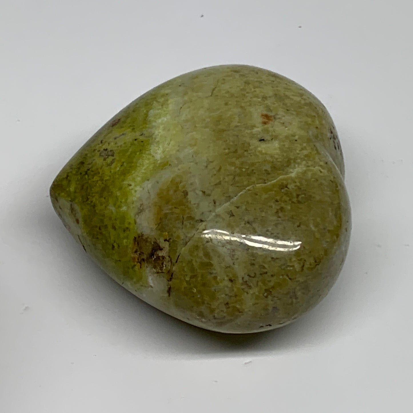 369.9g, 3.1"x3.6"x1.8", Green Opal Heart Polished Gemstone Crystal, B35580