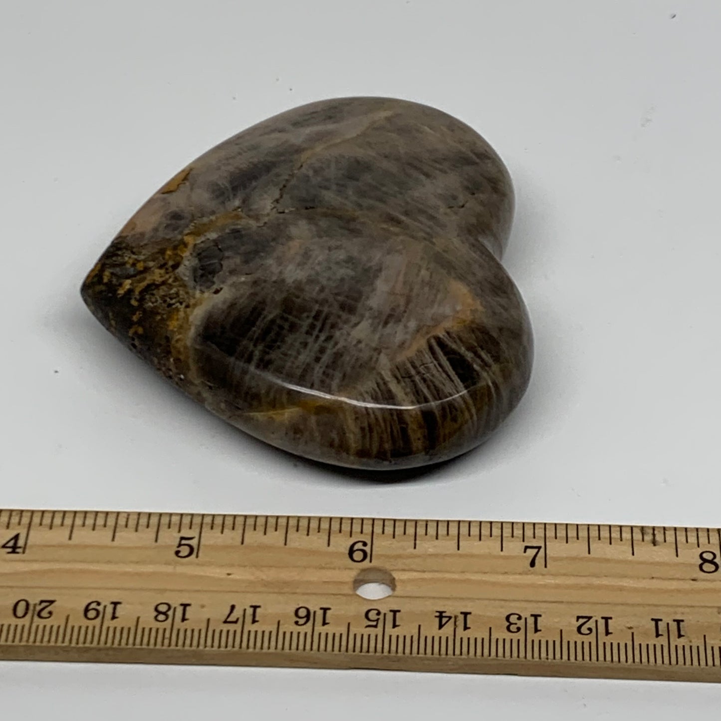 0.37 lbs, 2.9"x3.2"x0.8", Black Moonstone Heart Polished Crystal Home Decor, B37