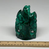 1.52 lbs., 4.7"x3"x1.7" Natural Solid Malachite Eagle/Falcon Figurine @Congo, B32758