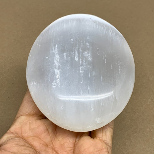 0.71 lbs, 3.9"x3.2"x1.3", White Selenite Palmstone Crystal Pillow Reiki, B36146