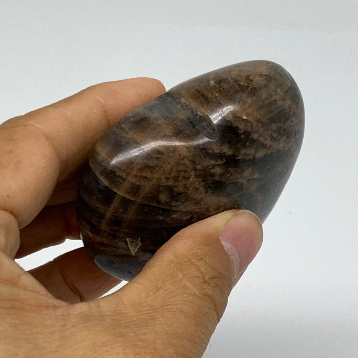 0.36 lbs, 2.5"x2.6"x1.2", Black Moonstone Heart Polished Crystal Home Decor, B37