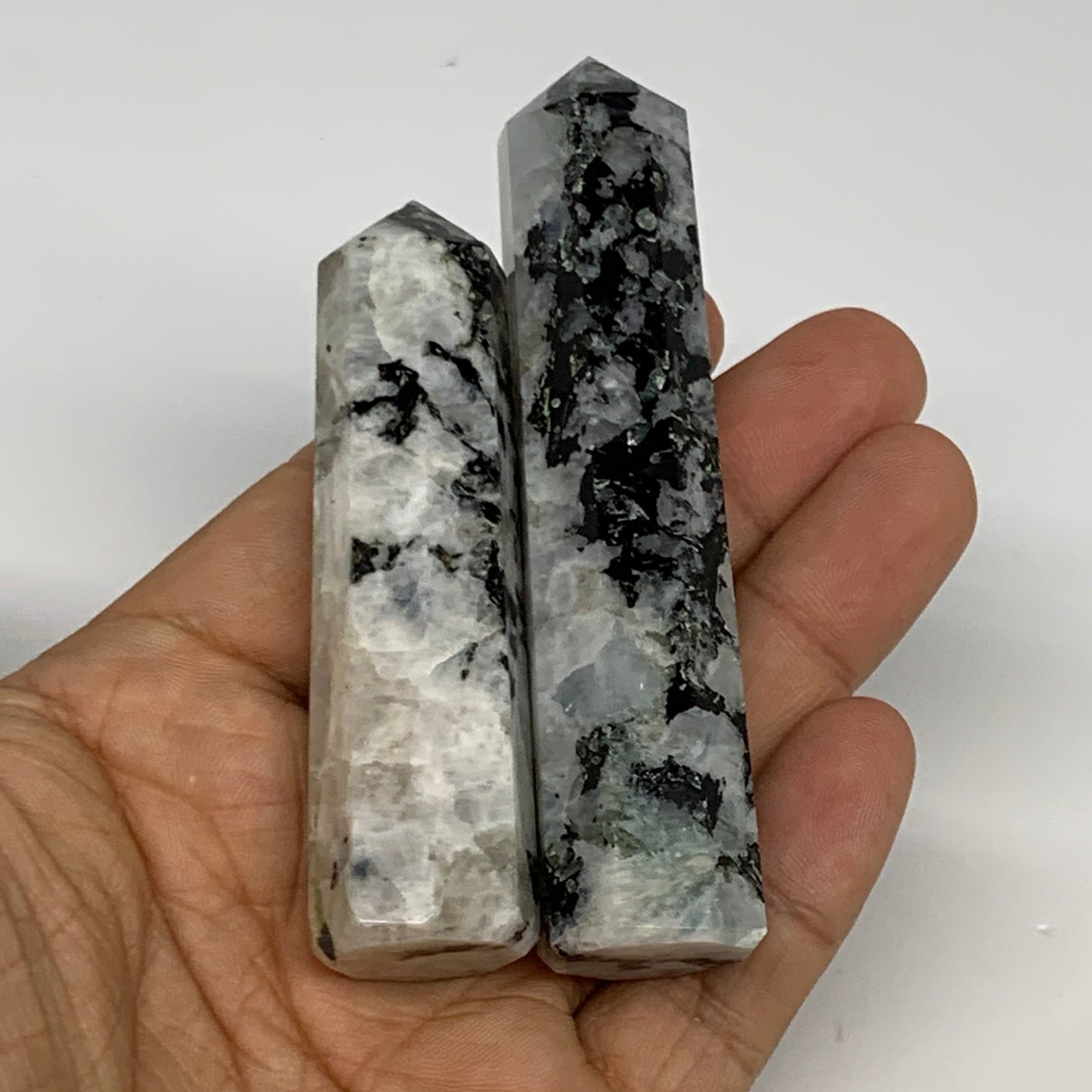 2.2 lbs, 2.9" - 3.8", 14pcs, Natural Rainbow Moonstone Towers, Obelisks, B29120