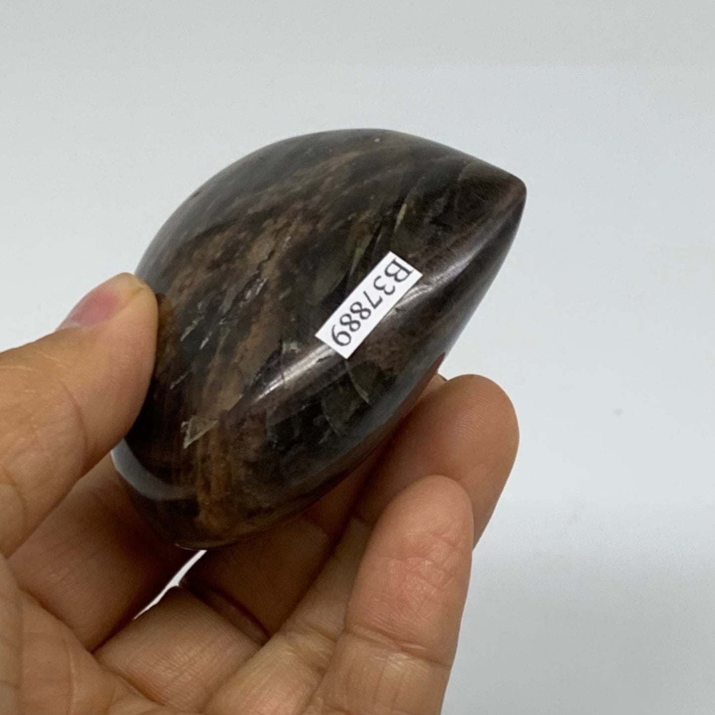 0.36 lbs, 2.5"x2.6"x1.2", Black Moonstone Heart Polished Crystal Home Decor, B37