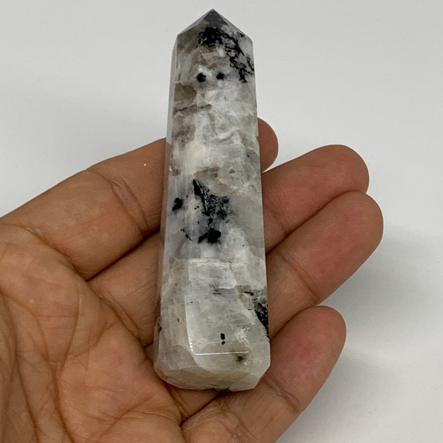 2.2 lbs, 2.9" - 3.8", 14pcs, Natural Rainbow Moonstone Towers, Obelisks, B29120