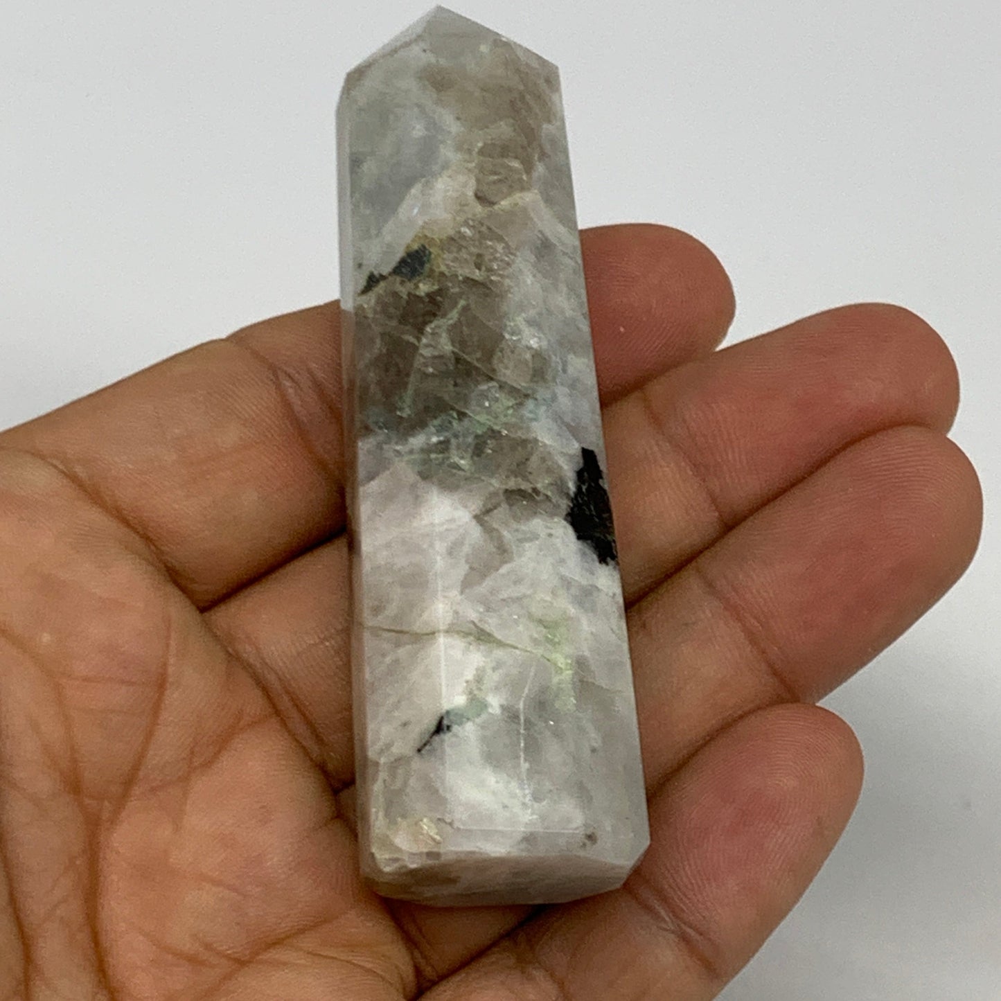 2.2 lbs, 2.9" - 3.8", 14pcs, Natural Rainbow Moonstone Towers, Obelisks, B29120