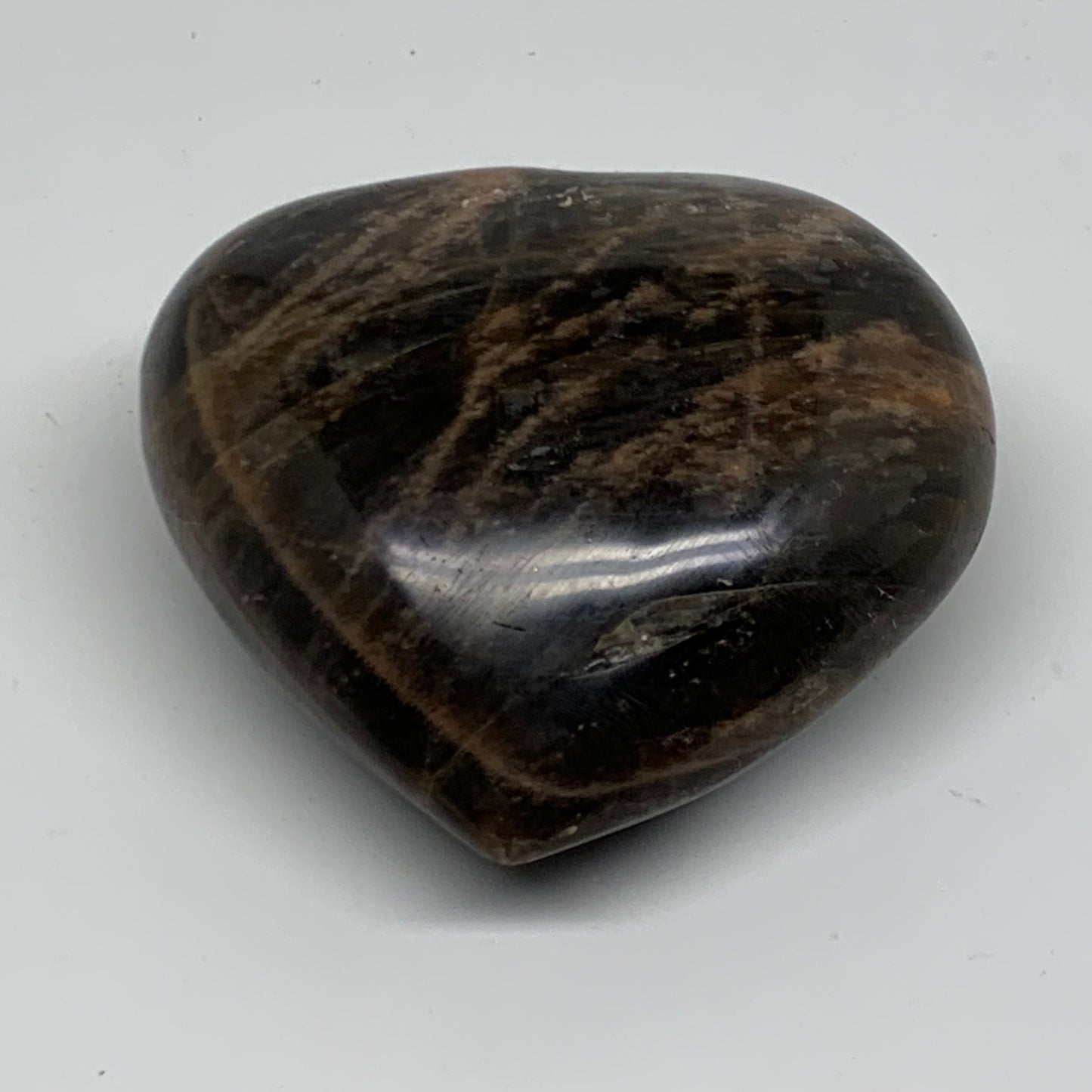 0.36 lbs, 2.5"x2.6"x1.2", Black Moonstone Heart Polished Crystal Home Decor, B37