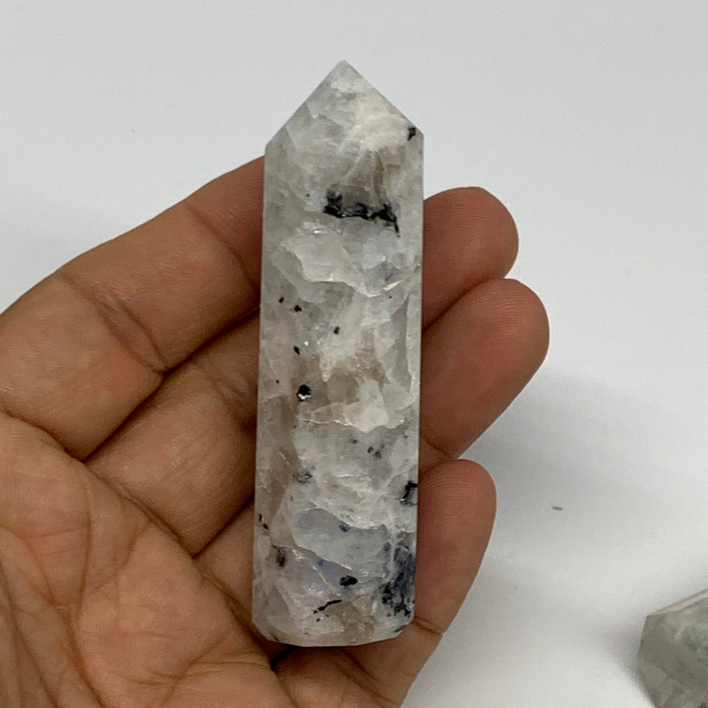 2.2 lbs, 2.9" - 3.8", 14pcs, Natural Rainbow Moonstone Towers, Obelisks, B29120