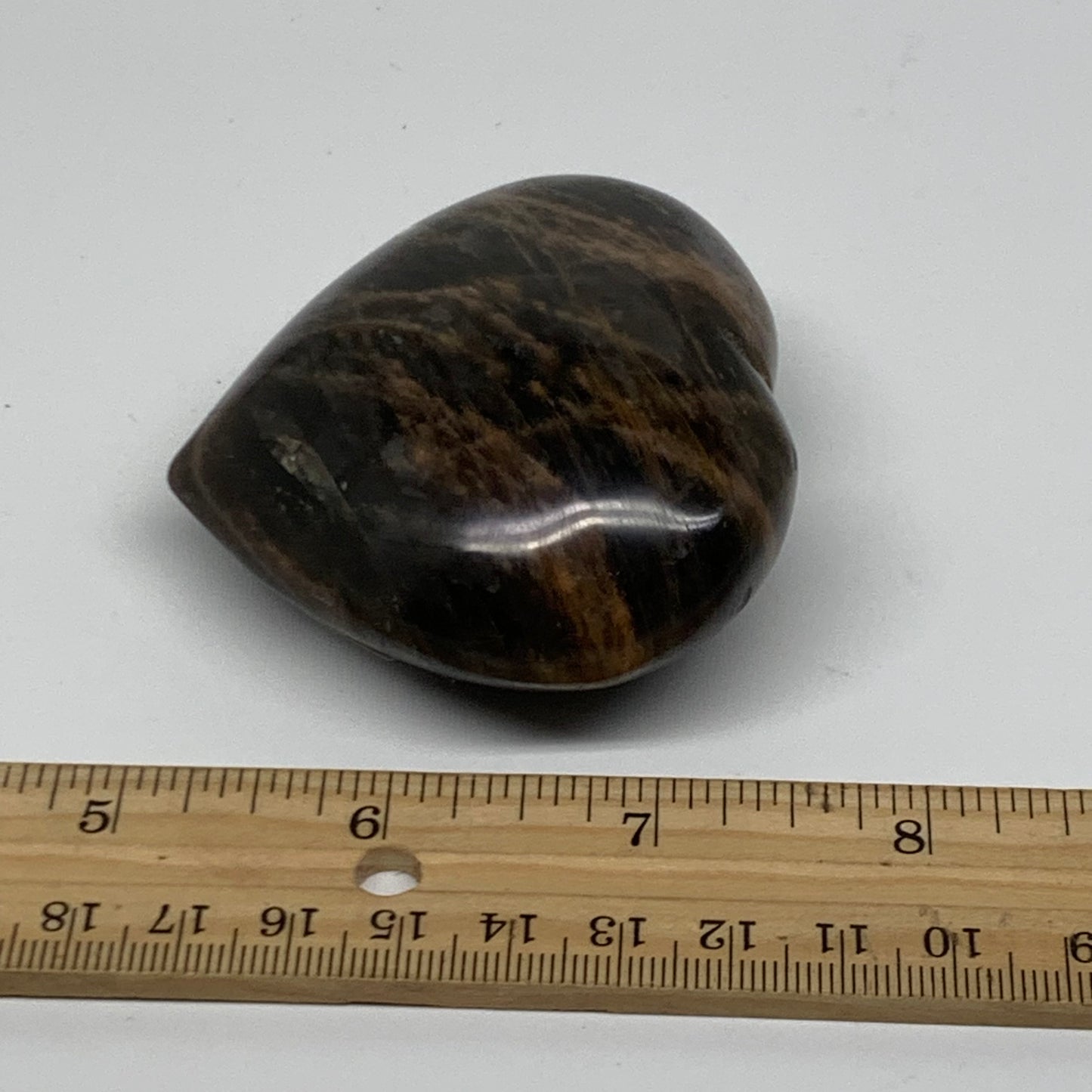 0.36 lbs, 2.5"x2.6"x1.2", Black Moonstone Heart Polished Crystal Home Decor, B37