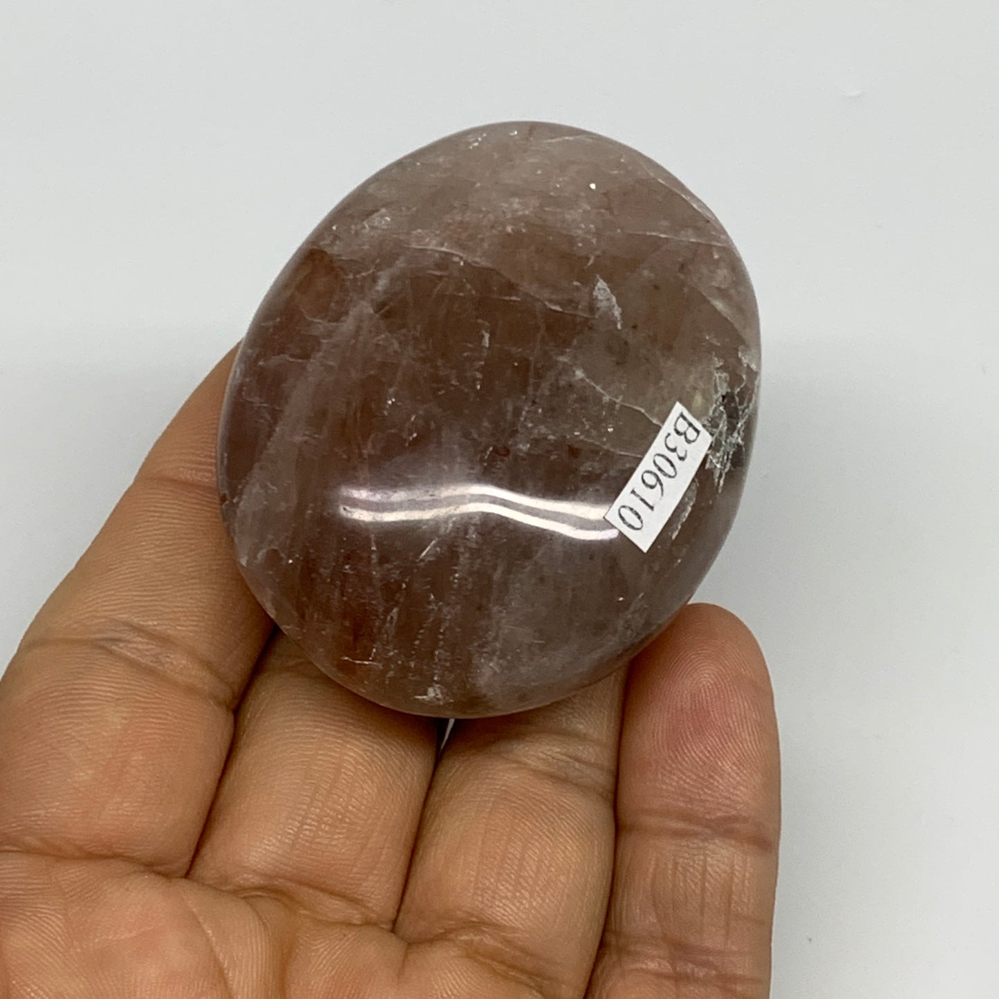 89.6g,2.3"x1.8"x0.9", Red Hematoid Fire Quartz Palm-Stone Crystal Polished, B306