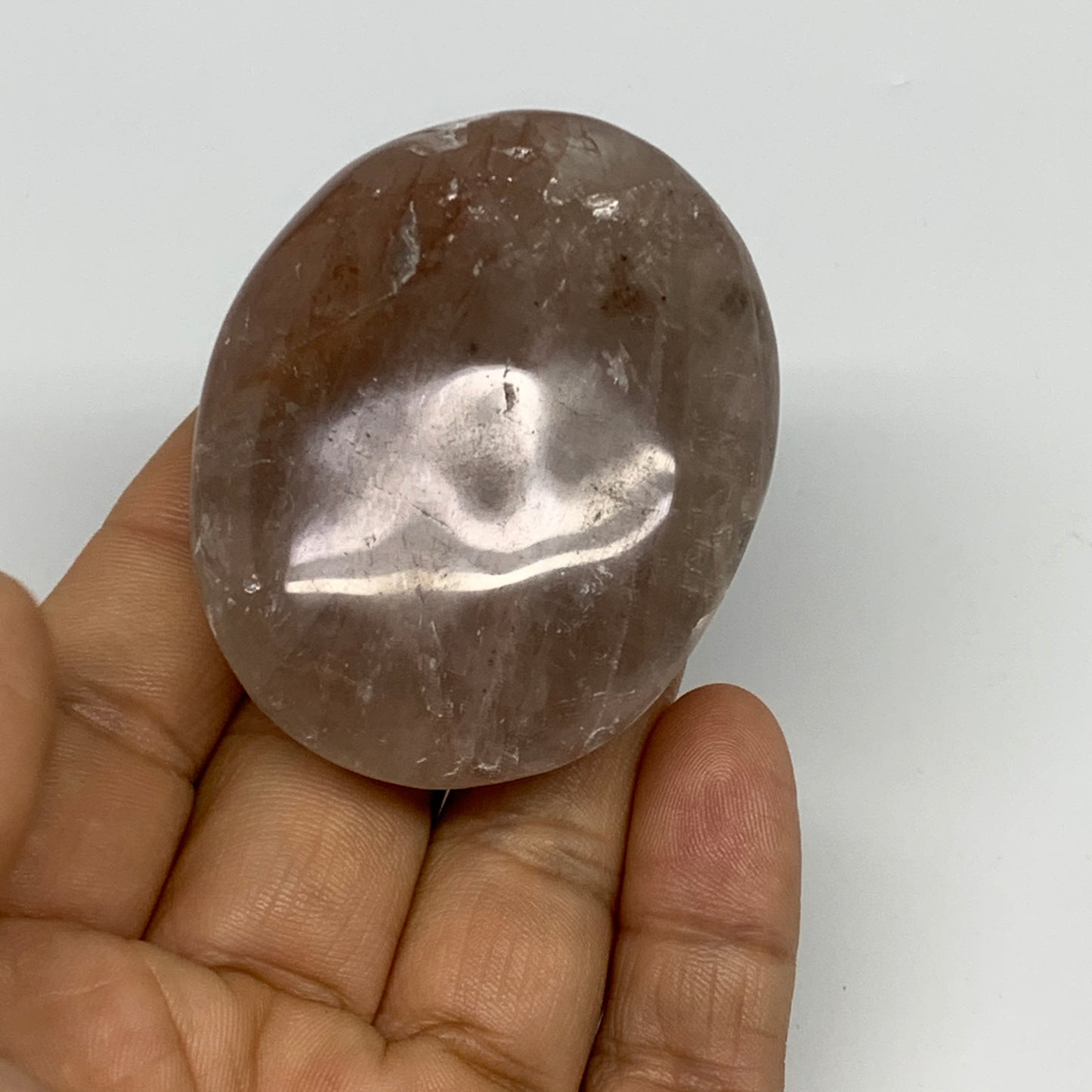 89.6g,2.3"x1.8"x0.9", Red Hematoid Fire Quartz Palm-Stone Crystal Polished, B306