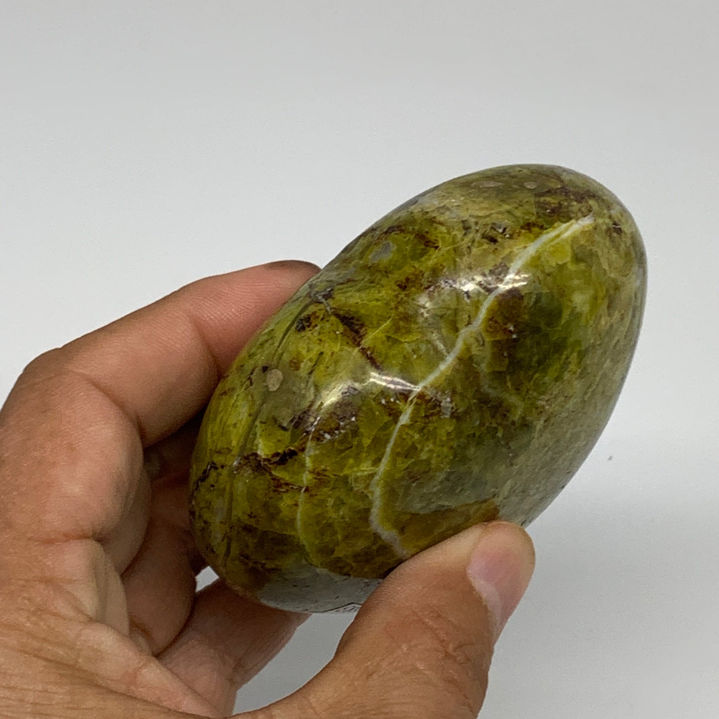 256.5g, 2.9"x3.1"x1.5", Green Opal Heart Polished Gemstone Crystal, B35583