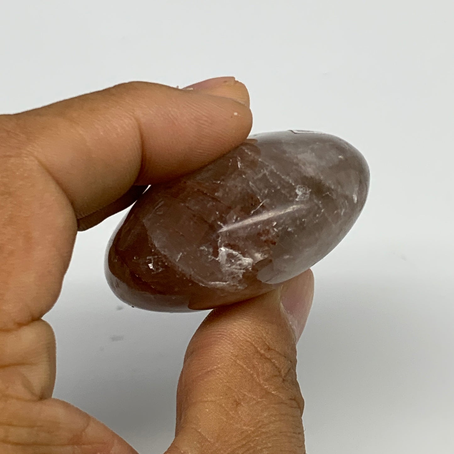 89.6g,2.3"x1.8"x0.9", Red Hematoid Fire Quartz Palm-Stone Crystal Polished, B306