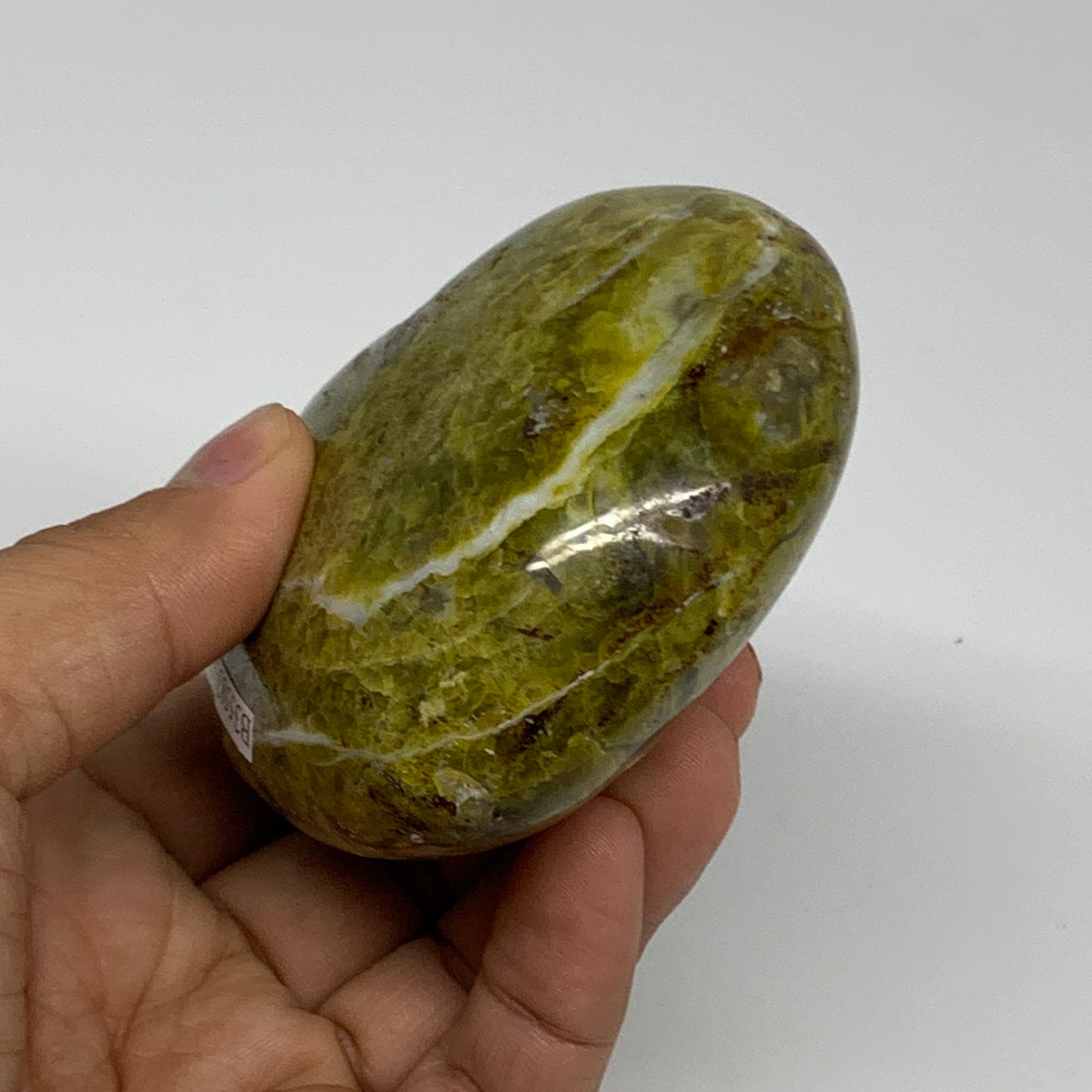 256.5g, 2.9"x3.1"x1.5", Green Opal Heart Polished Gemstone Crystal, B35583