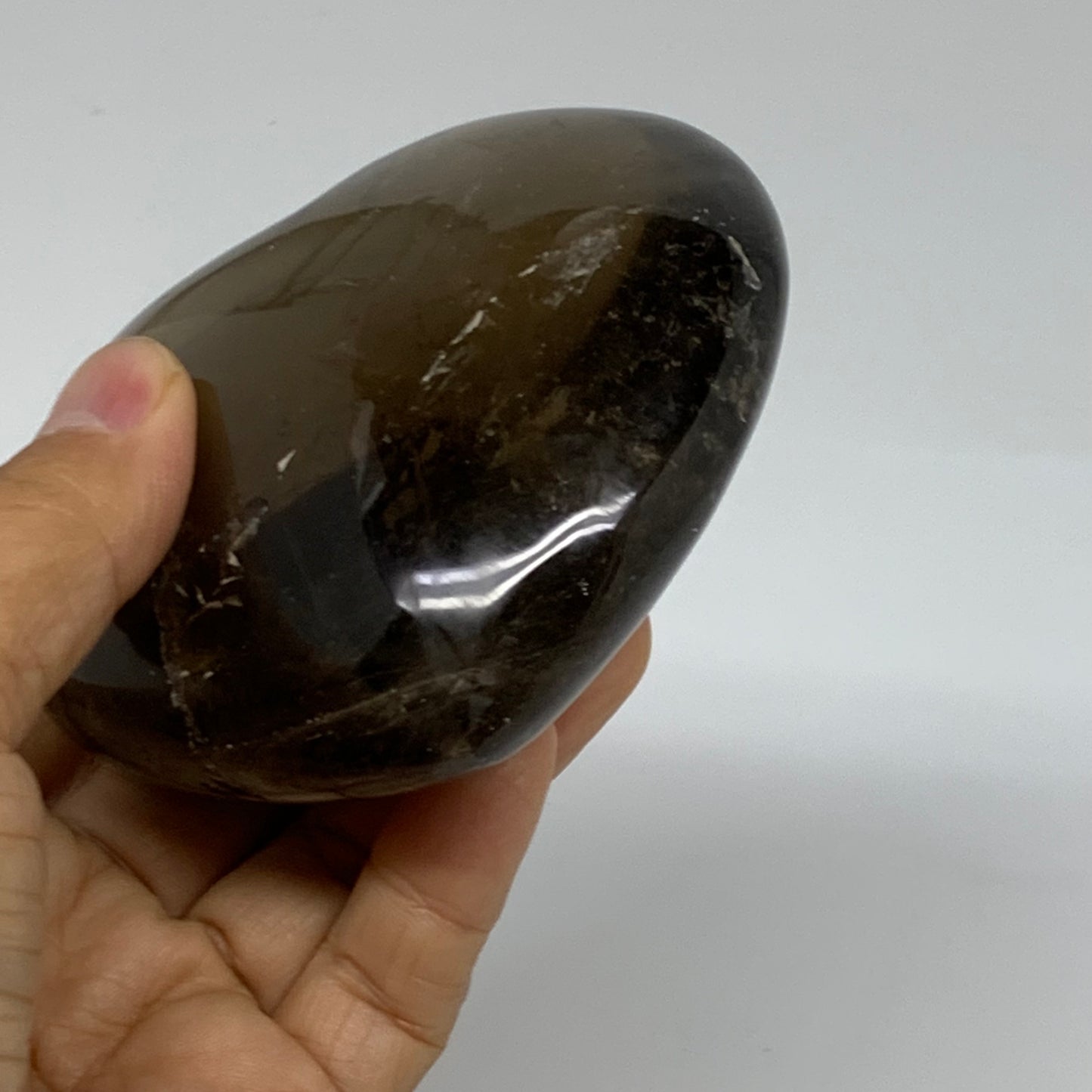 0.88 Lbs, 3.3"3.6"x1.6", Natural Smoky Quartz Heart Crystal Polished, B37890
