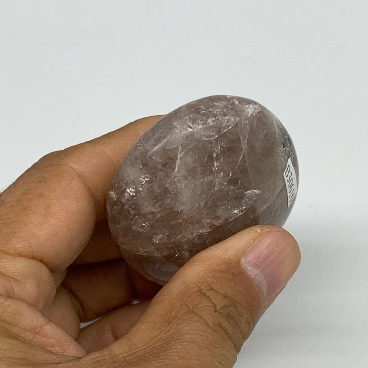 89.6g,2.3"x1.8"x0.9", Red Hematoid Fire Quartz Palm-Stone Crystal Polished, B306