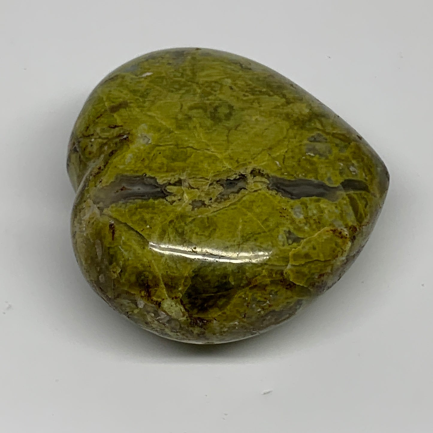 256.5g, 2.9"x3.1"x1.5", Green Opal Heart Polished Gemstone Crystal, B35583