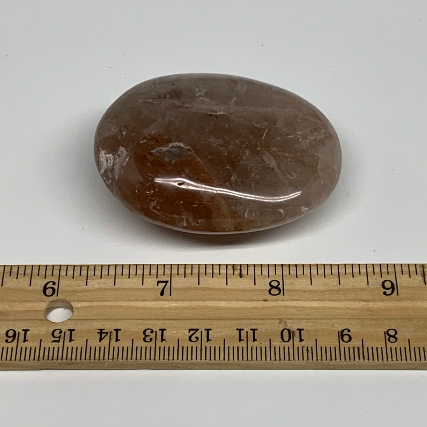 89.6g,2.3"x1.8"x0.9", Red Hematoid Fire Quartz Palm-Stone Crystal Polished, B306