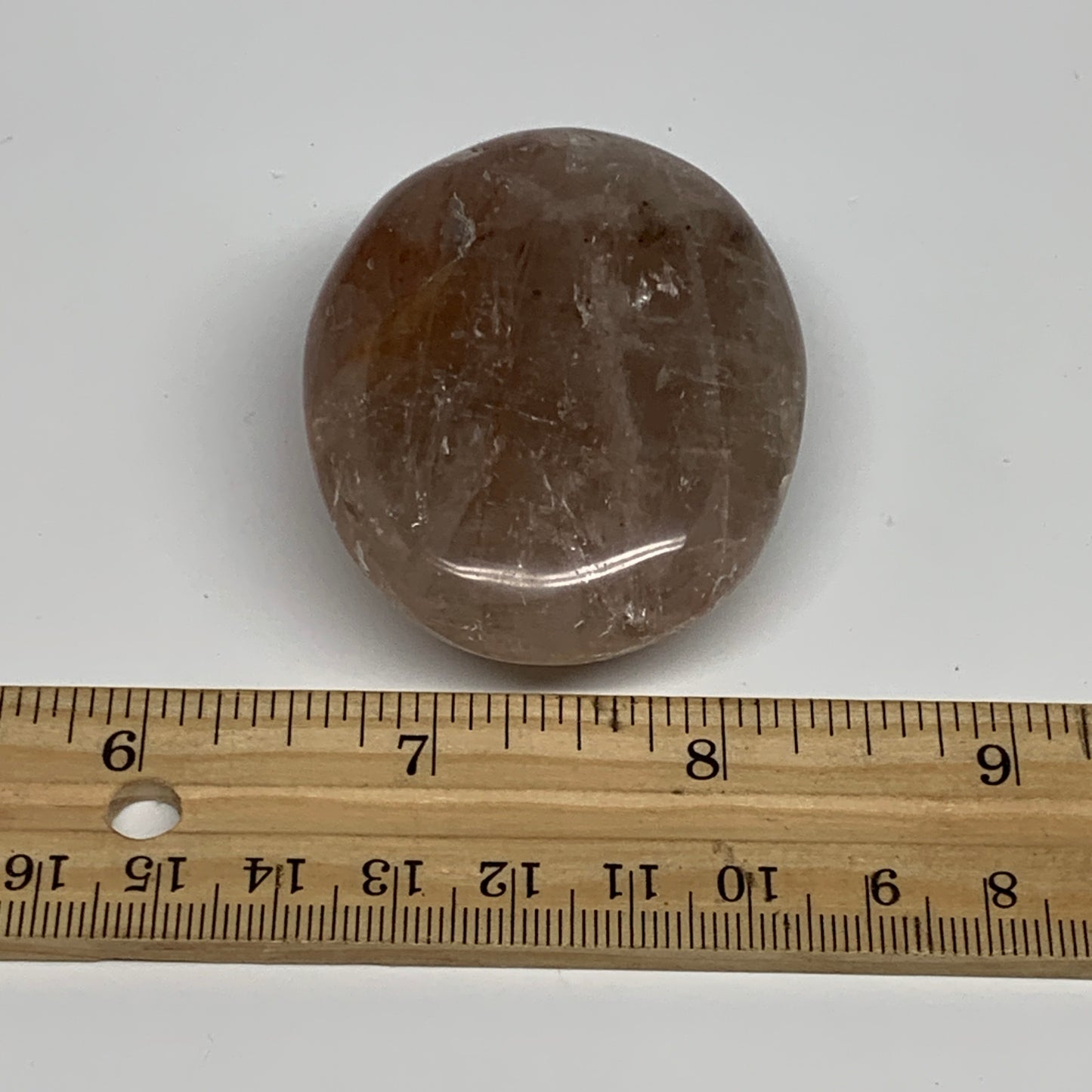 89.6g,2.3"x1.8"x0.9", Red Hematoid Fire Quartz Palm-Stone Crystal Polished, B306