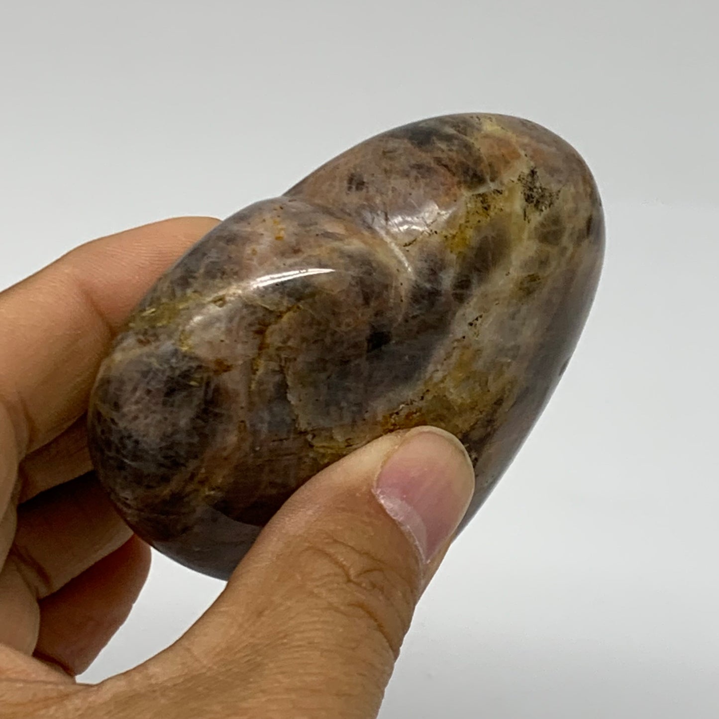 0.38 lbs, 2.6"x2.8"x1.2", Black Moonstone Heart Polished Crystal Decor, B37891