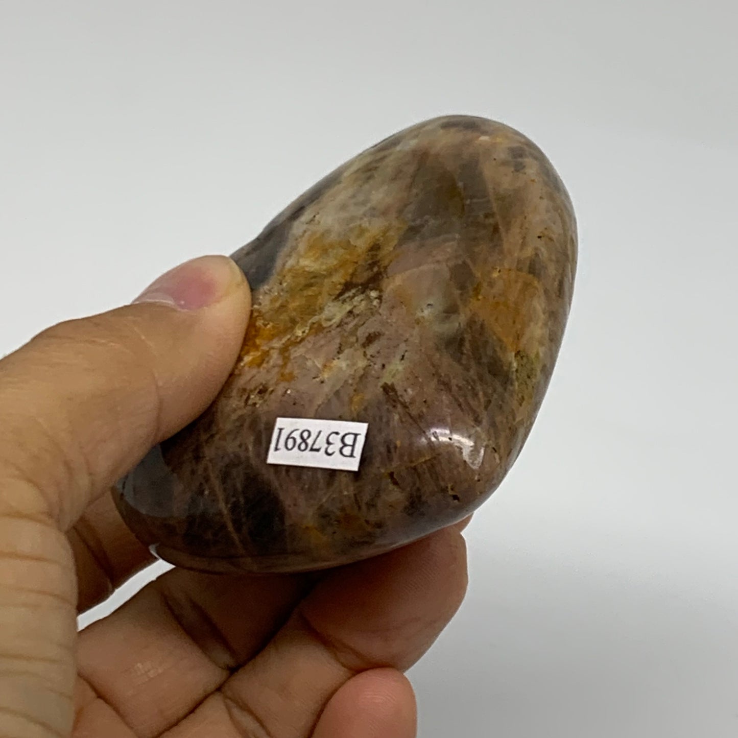 0.38 lbs, 2.6"x2.8"x1.2", Black Moonstone Heart Polished Crystal Decor, B37891