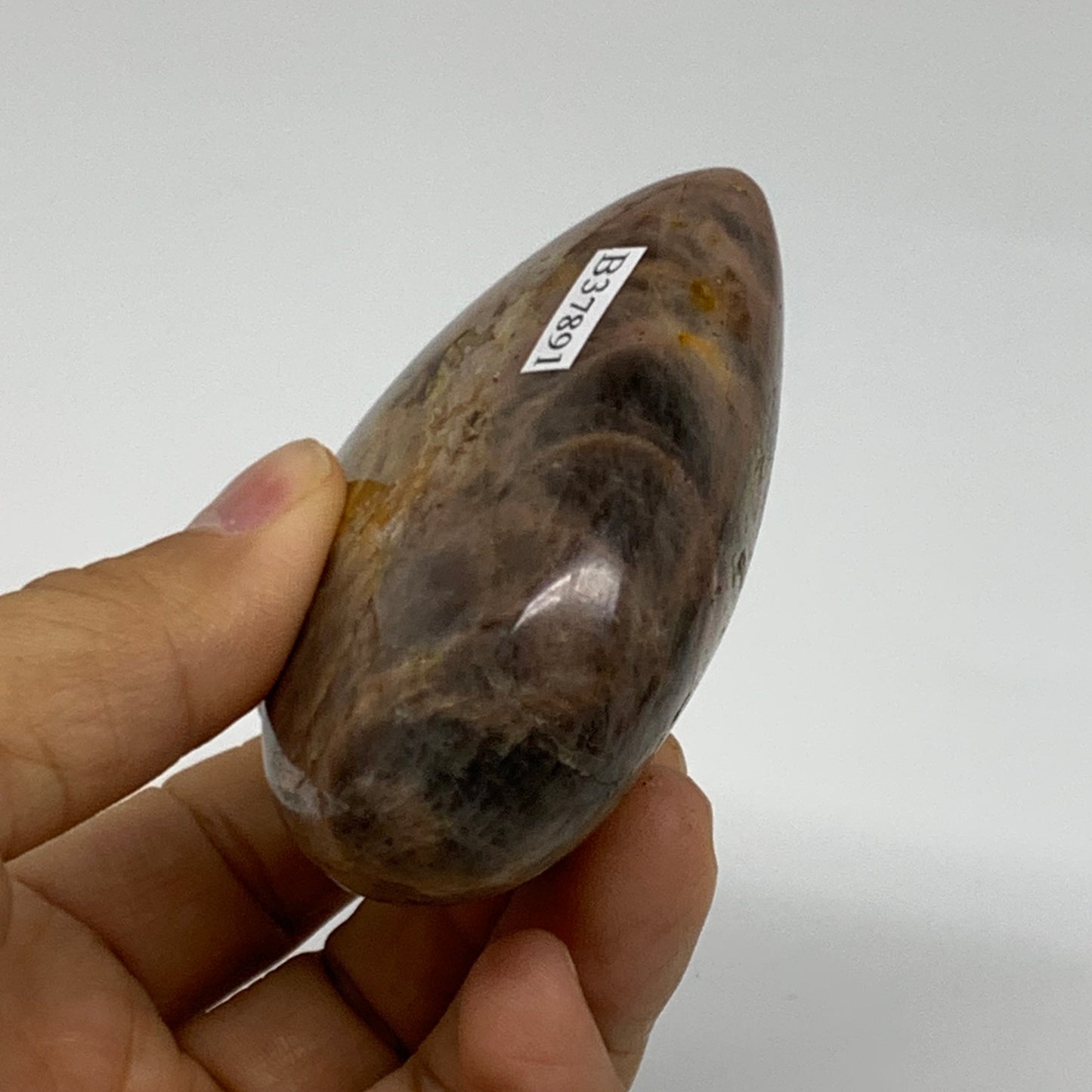 0.38 lbs, 2.6"x2.8"x1.2", Black Moonstone Heart Polished Crystal Decor, B37891