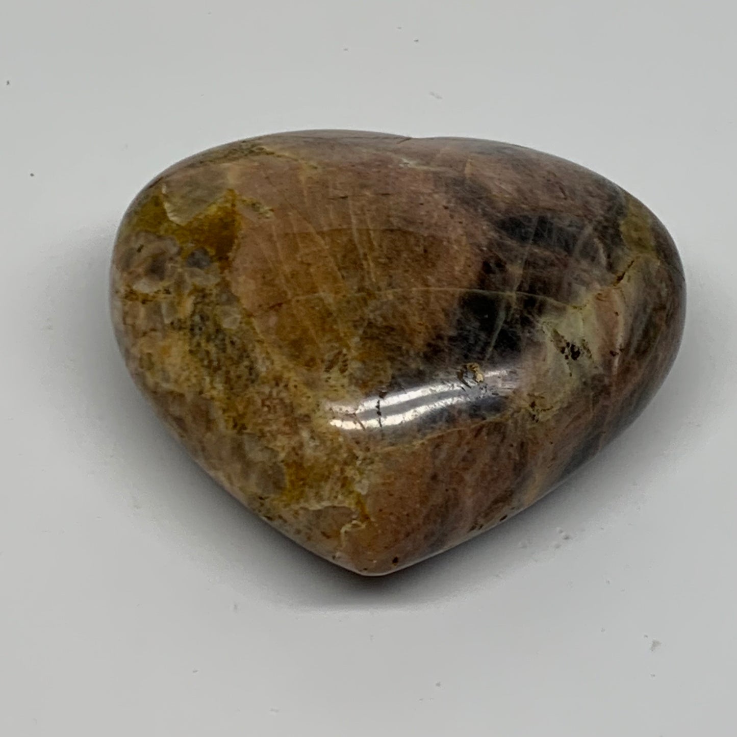 0.38 lbs, 2.6"x2.8"x1.2", Black Moonstone Heart Polished Crystal Decor, B37891