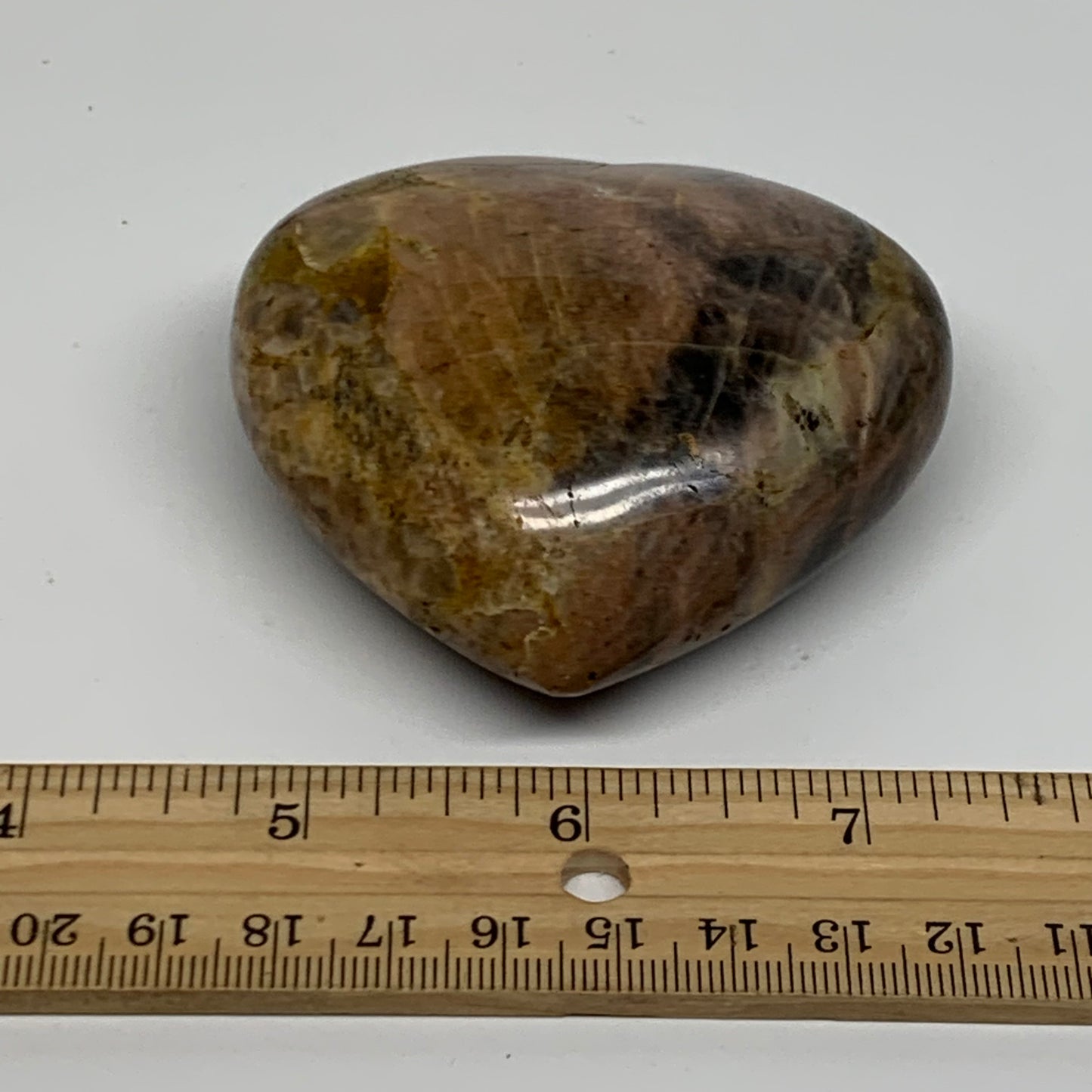 0.38 lbs, 2.6"x2.8"x1.2", Black Moonstone Heart Polished Crystal Decor, B37891