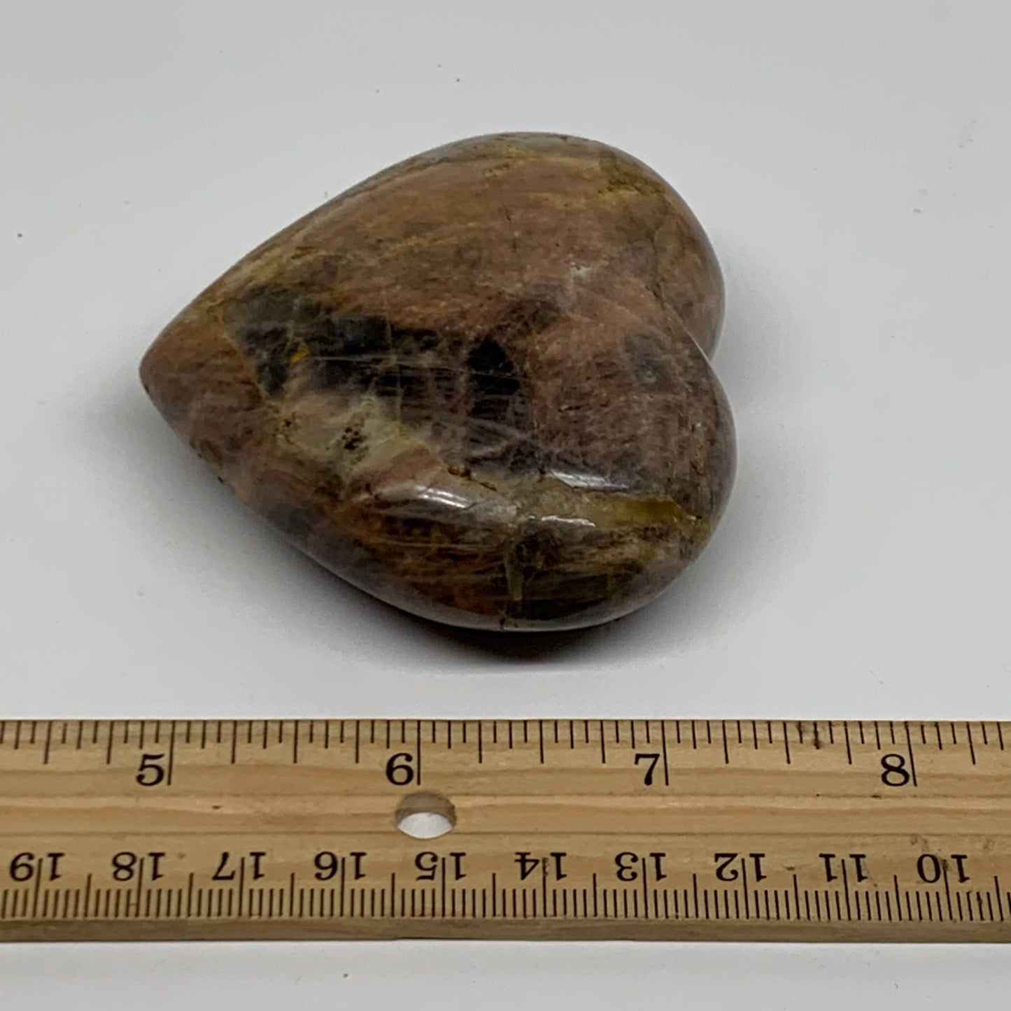 0.38 lbs, 2.6"x2.8"x1.2", Black Moonstone Heart Polished Crystal Decor, B37891