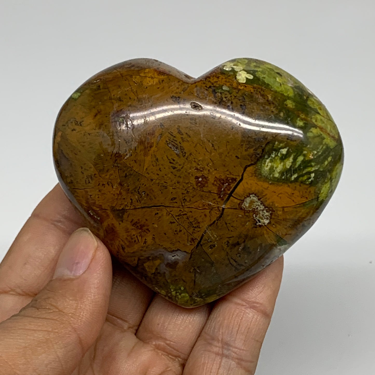 191.1g, 2.5"x2.9"x1.2", Green Opal Heart Polished Gemstone Crystal, B35586