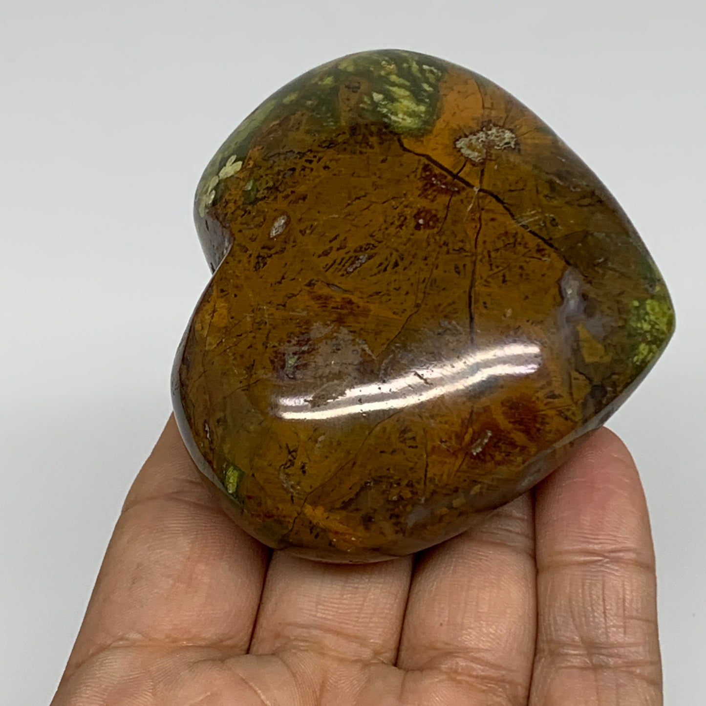 191.1g, 2.5"x2.9"x1.2", Green Opal Heart Polished Gemstone Crystal, B35586