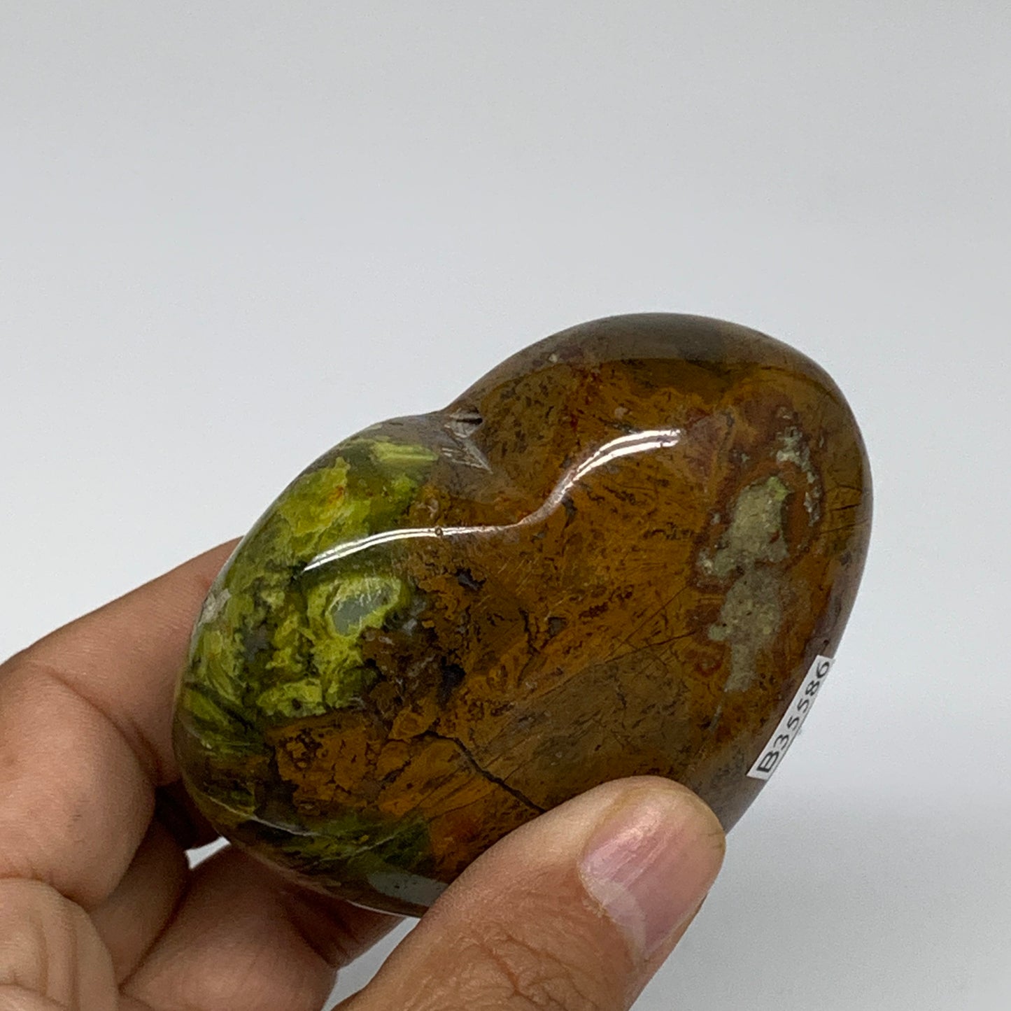 191.1g, 2.5"x2.9"x1.2", Green Opal Heart Polished Gemstone Crystal, B35586