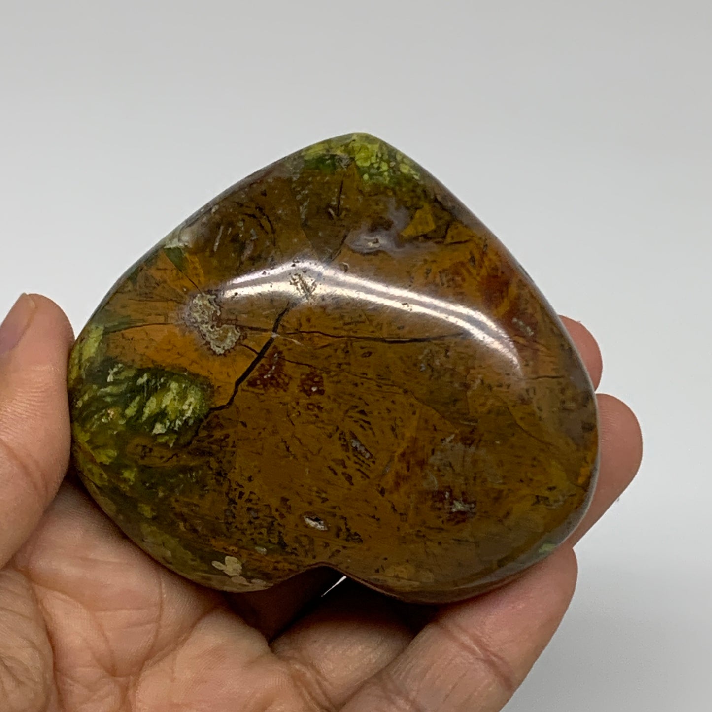 191.1g, 2.5"x2.9"x1.2", Green Opal Heart Polished Gemstone Crystal, B35586