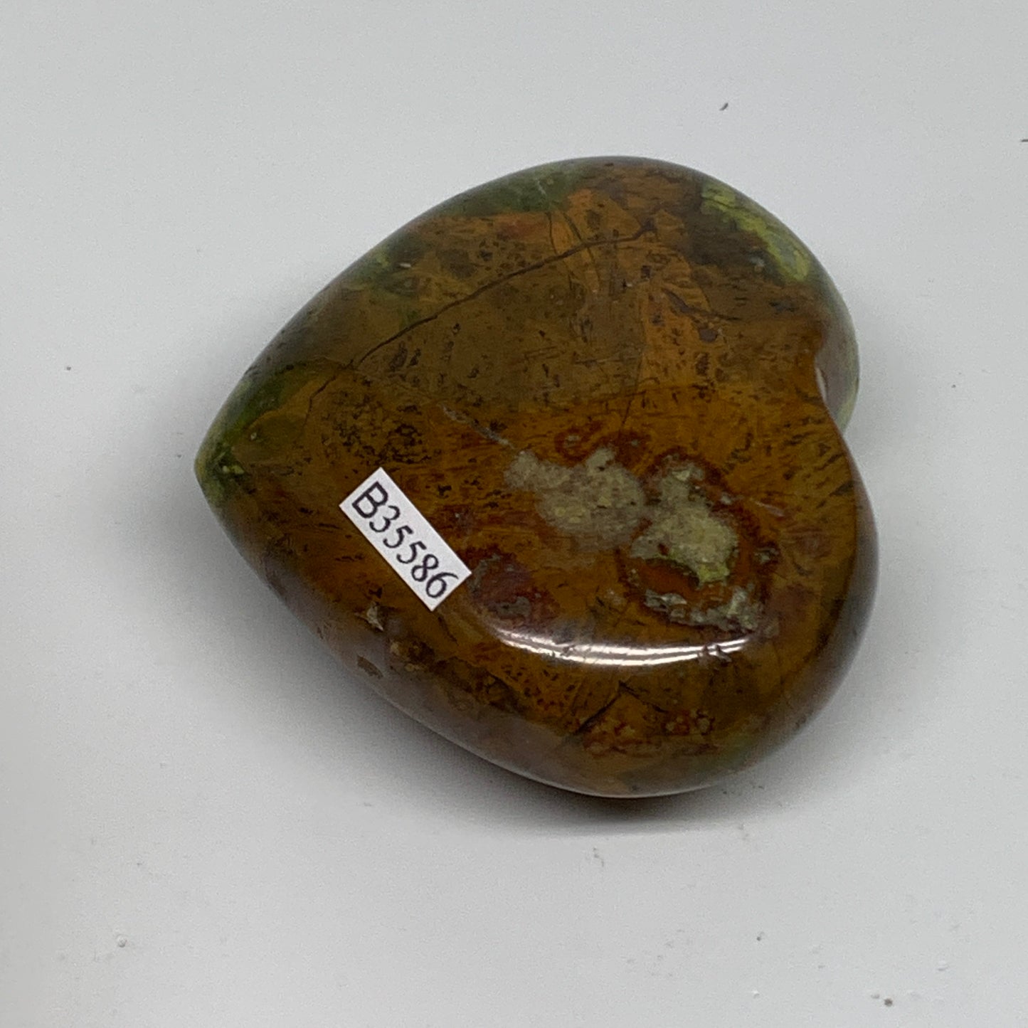 191.1g, 2.5"x2.9"x1.2", Green Opal Heart Polished Gemstone Crystal, B35586