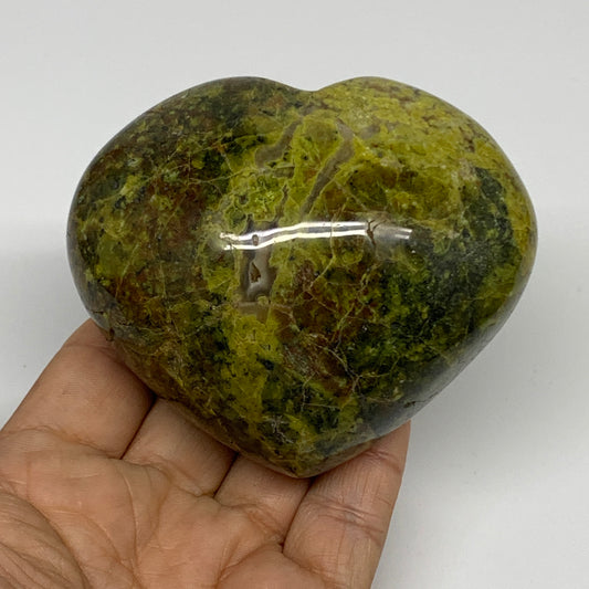 338.8g, 2.9"x3.4"x1.9", Green Opal Heart Polished Gemstone Crystal, B35587