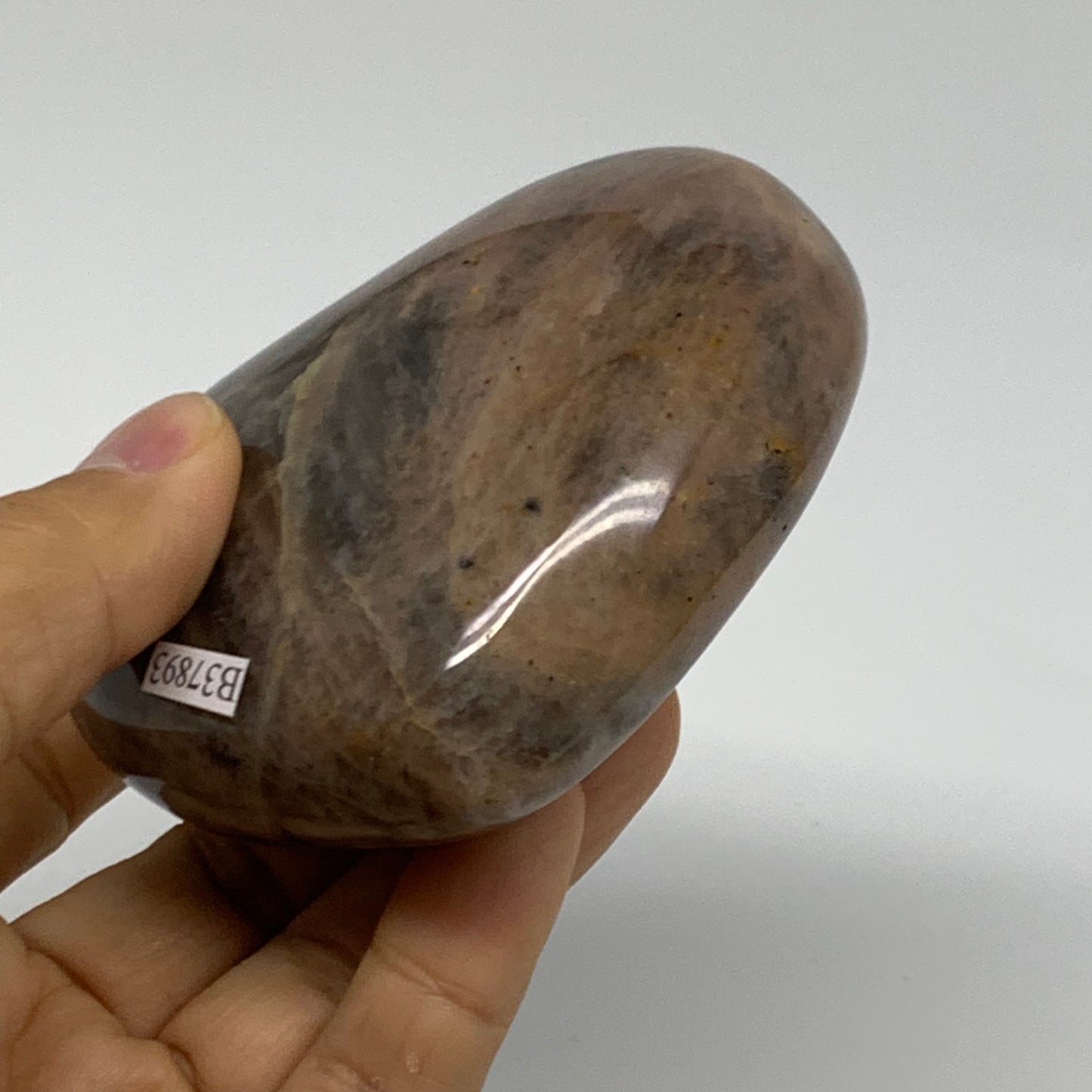 0.62 lbs, 2.9"x3.3"x1.3", Black Moonstone Heart Polished Crystal Decor, B37893