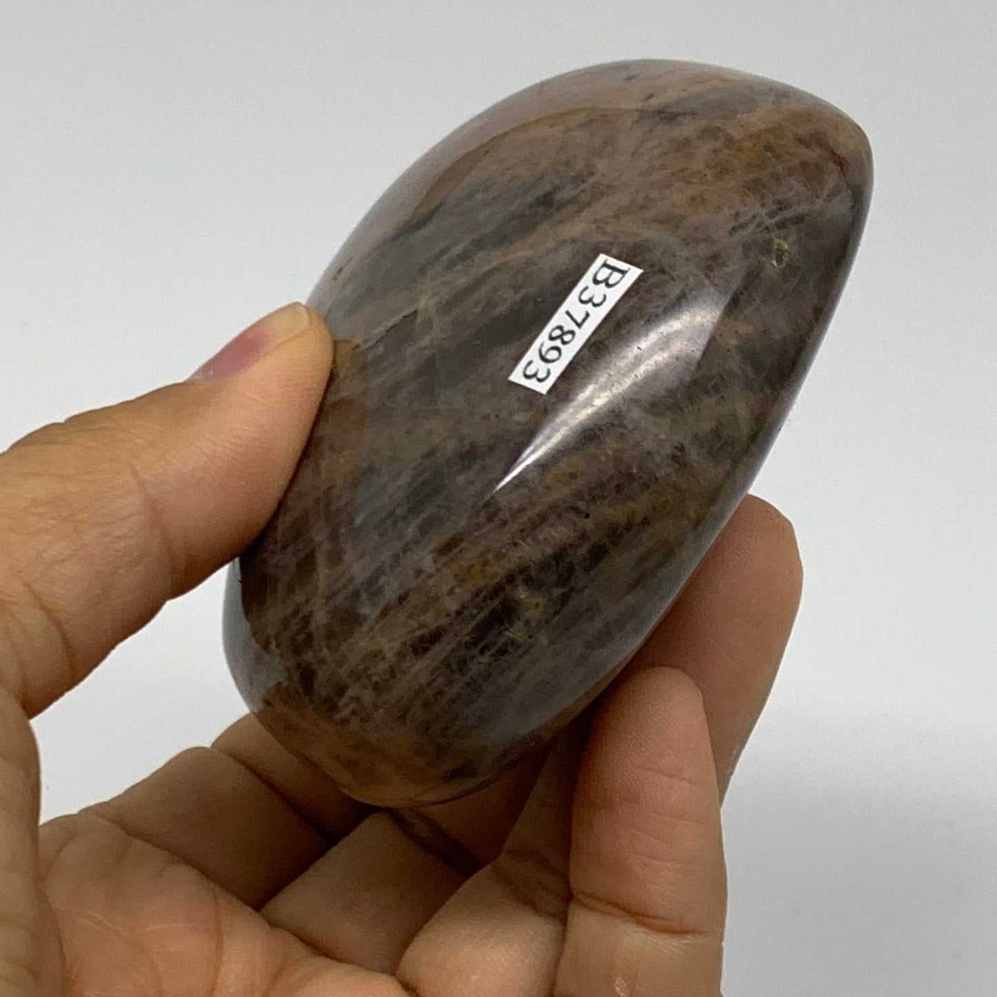 0.62 lbs, 2.9"x3.3"x1.3", Black Moonstone Heart Polished Crystal Decor, B37893