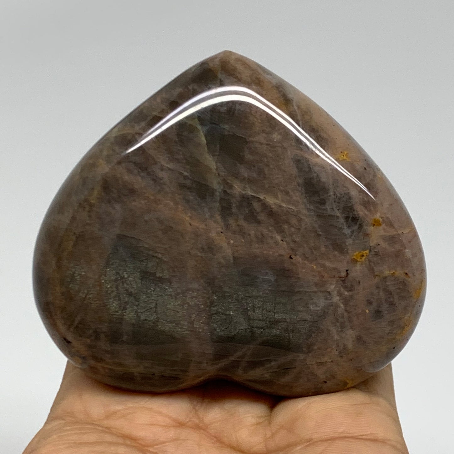 0.62 lbs, 2.9"x3.3"x1.3", Black Moonstone Heart Polished Crystal Decor, B37893