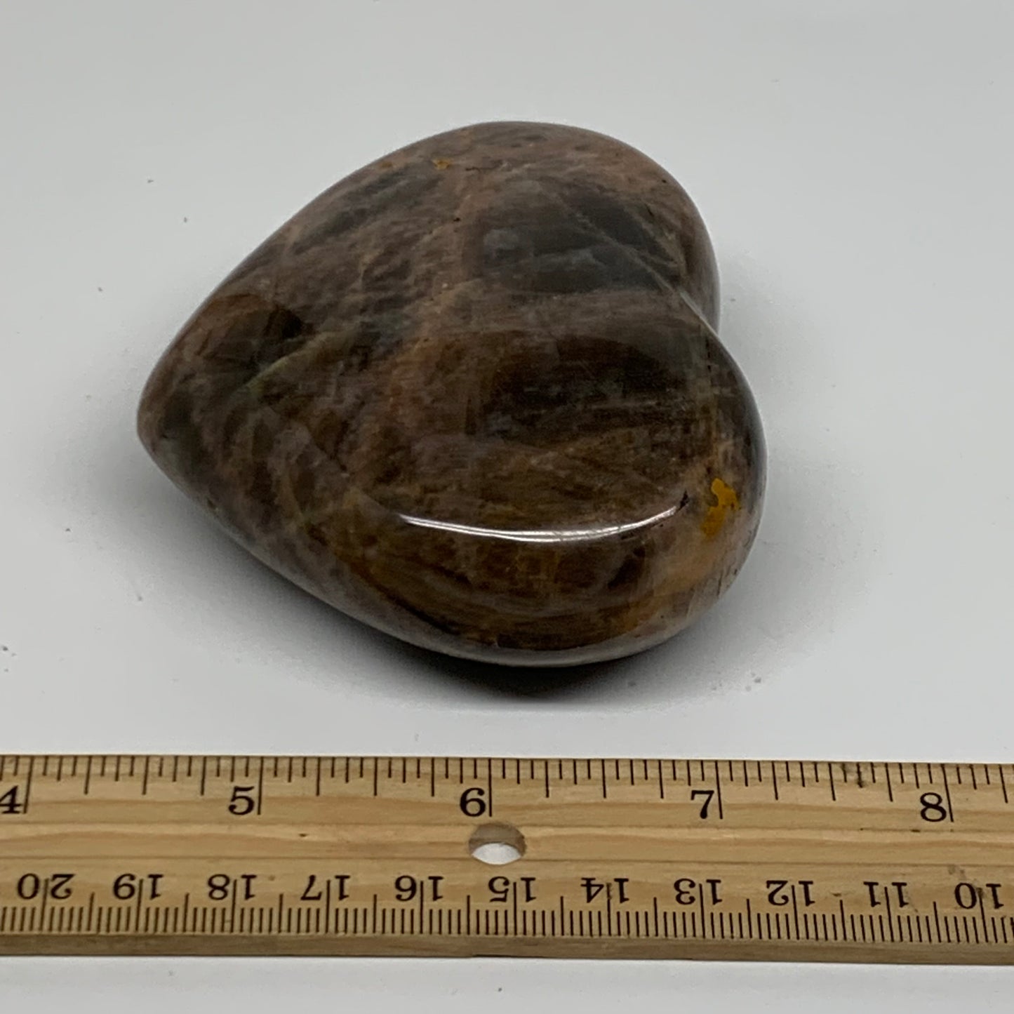 0.62 lbs, 2.9"x3.3"x1.3", Black Moonstone Heart Polished Crystal Decor, B37893