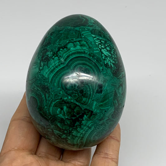 1.34 lbs, 3.4"x2.5", Natural Solid Malachite Egg Polished Gemstone @Congo, B3275