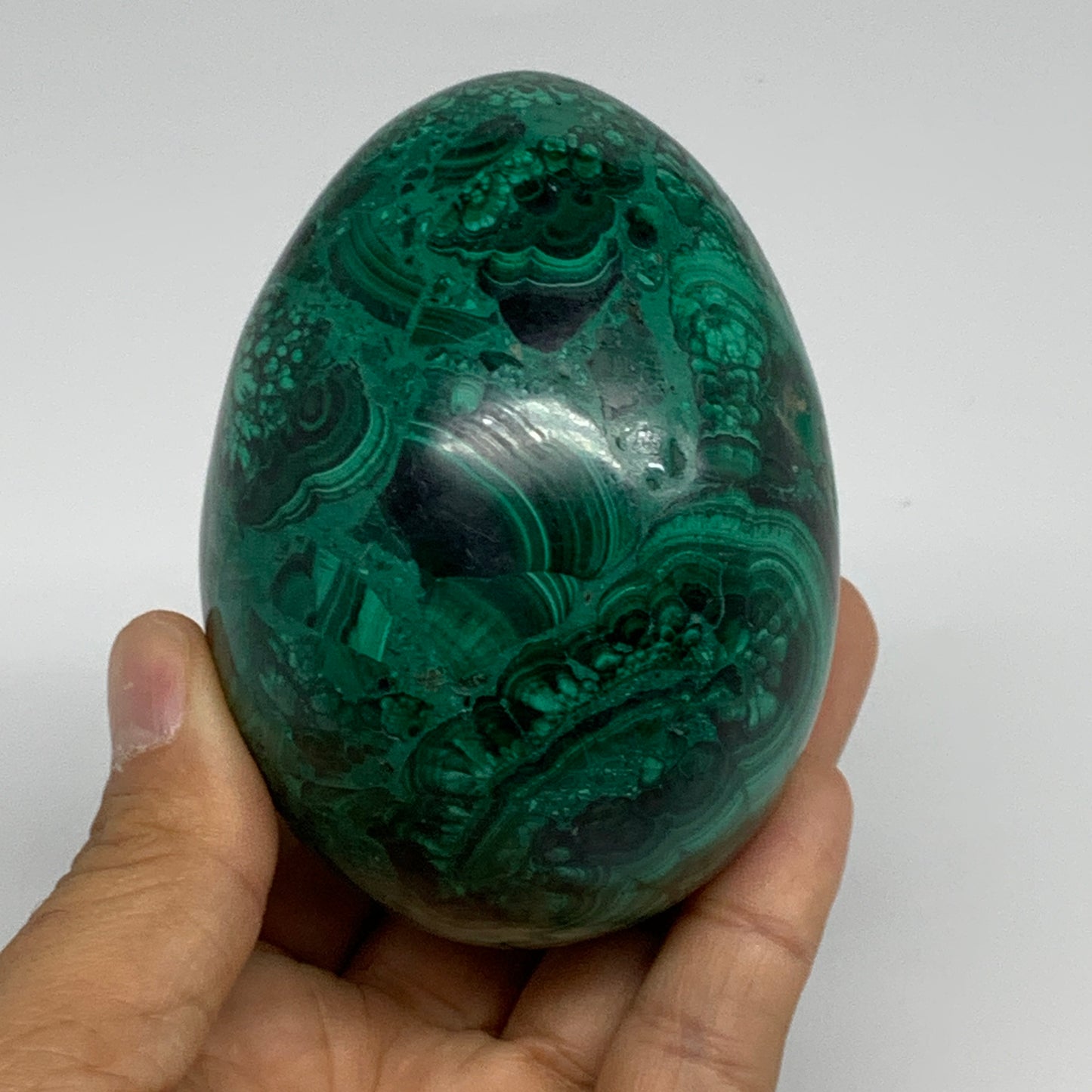 1.34 lbs, 3.4"x2.5", Natural Solid Malachite Egg Polished Gemstone @Congo, B3275