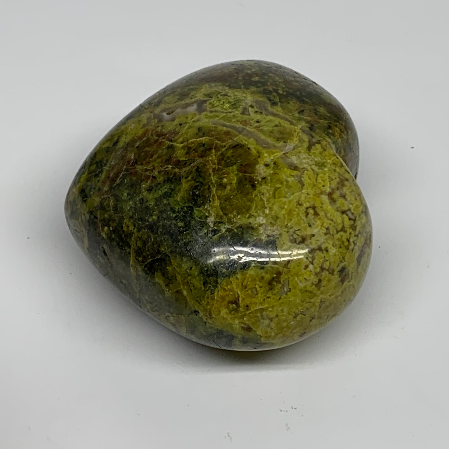 338.8g, 2.9"x3.4"x1.9", Green Opal Heart Polished Gemstone Crystal, B35587
