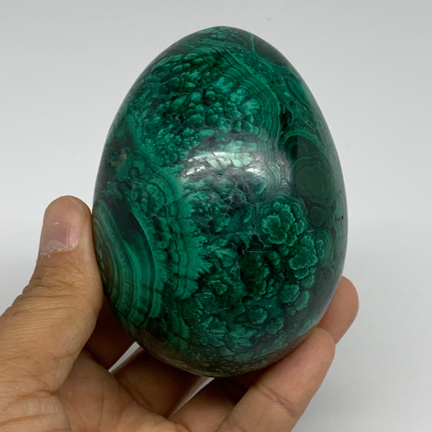 1.34 lbs, 3.4"x2.5", Natural Solid Malachite Egg Polished Gemstone @Congo, B3275