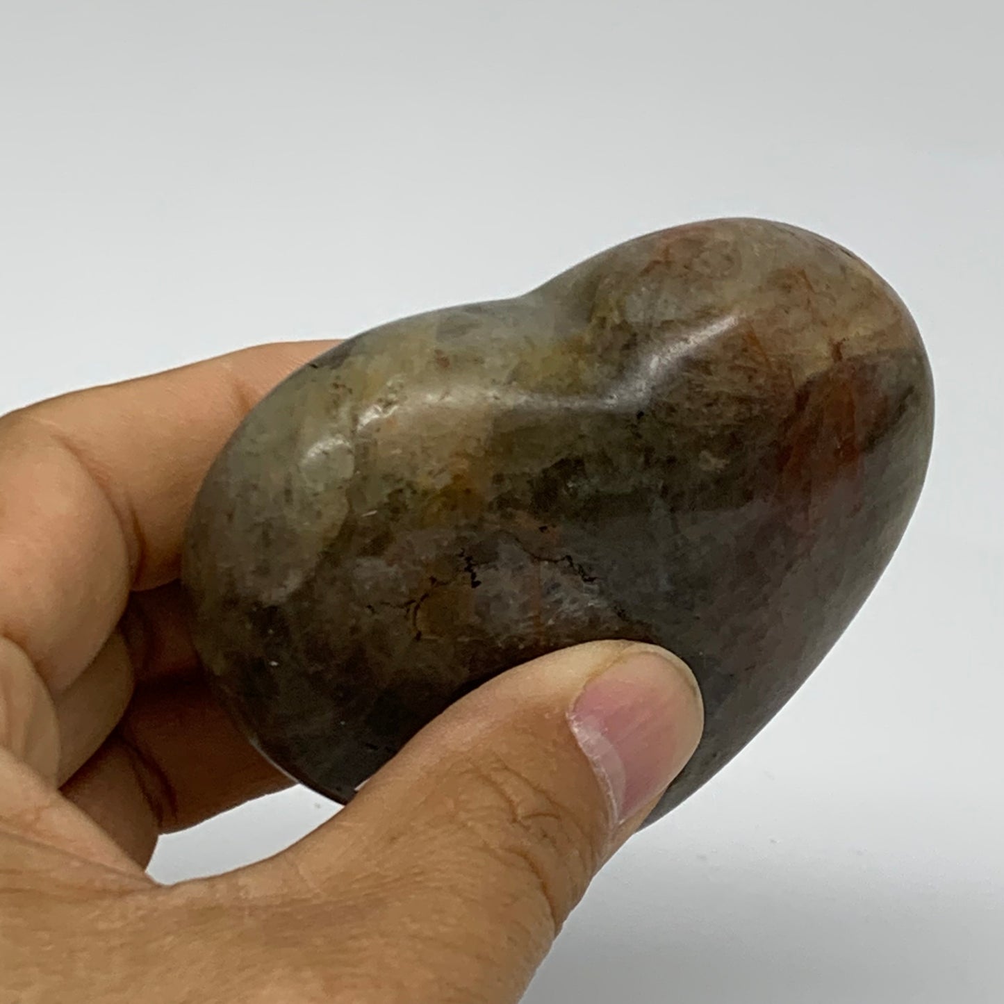 0.37 lbs, 2.4"x2.9"x1", Black Moonstone Heart Polished Crystal Decor, B37894